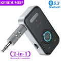 Trasmettitore ricevitore Bluetooth 5.3 Adattatore audio wireless 2 in 1 Chiamata in vivavoce AUX da 3,5 mm per auricolari per auto Amplificatore altoparlante TV