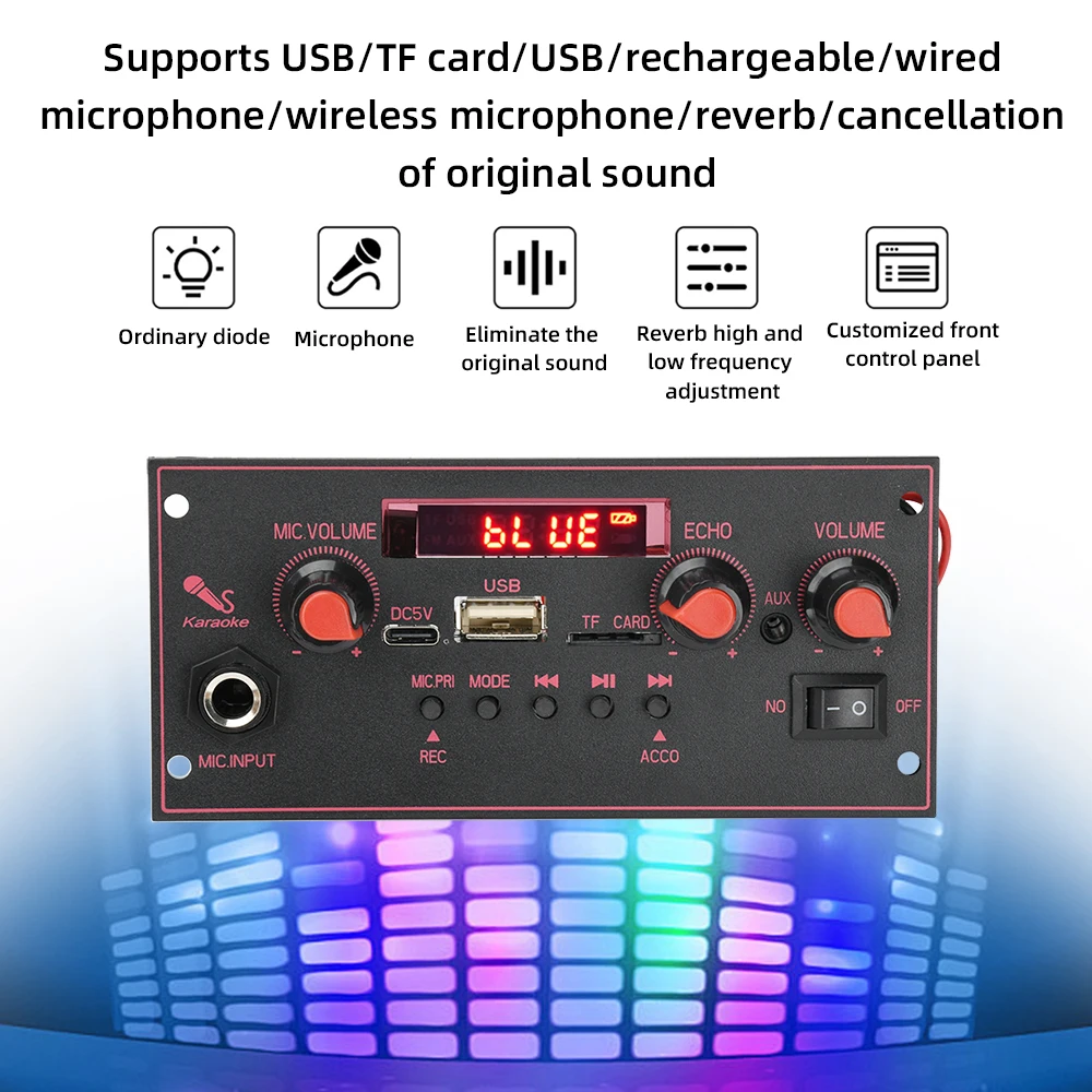 2x10W Digitalverstärker MP3 Decoder Board DC 5V Bluetooth 5.0 FM Unterstützung Mikrofon Auto MP3 Player mit Fernbedienung Image
