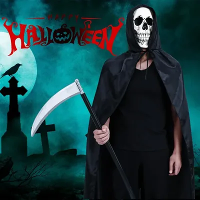 1-10PCS Halloween Mit Kapuze Hexe Umhang Volle Länge Robe Reaper Kostüm Cape Cosplay Outfit für Party Bühne Leistung kleid Bis Image