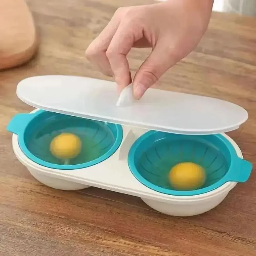 1/2Pcs Neue Produkt Küche Kochen Gadgets Haushalt Nicht-stick Heißer Frühling Ei Form Lebensmittel Grade Doppel Tassen mikrowelle Eierkocher