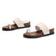 funifuni Women's Suede Strap Slide Sandals 3cm Block Heel Genuine Footbed Open Toe Beach Mules - White/Black/Red/Brown