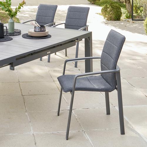 Fauteuil de jardin empilable DIESE Anthracite Graphite Aluminium traité époxy, Texaline Hespéride