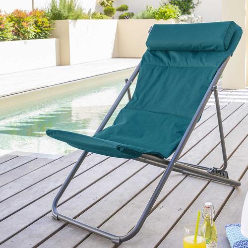 Chilienne de jardin pliante JUBBA Bleu canard Graphite Zinc, Polyester Hespéride