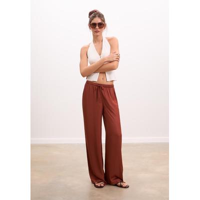 Stradivarius Flowing satin trousers Russet XS