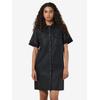 Minikleid NOISY MAY "NMNEW SIGNE S/S COATED DENIM DRESS NOOS", Damen, Gr. L (40), N-Gr, schwarz, Web, Obermaterial: 77% Viskose, 20% Nylon, 3% Elasthan, unifarben, modisch, kurz, Kurzarm mit Umschlag, Kleider, Sommerkleid
