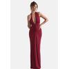 Jerseykleid MODA MINX "Amber Long Dress", Damen, Gr. S, EURO-Größen, rot (weinrot), 100% Polyester, unifarben, lang, Neckholder, ohne Ärmel, Kleider, mit angesagtem Neckholder-Design