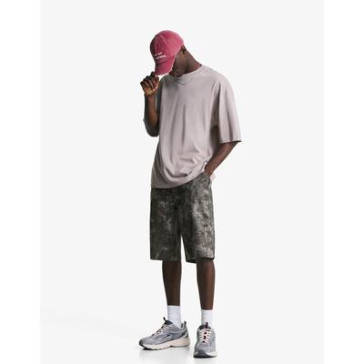 Bershka Printed Bermuda Shorts Men 26 Black