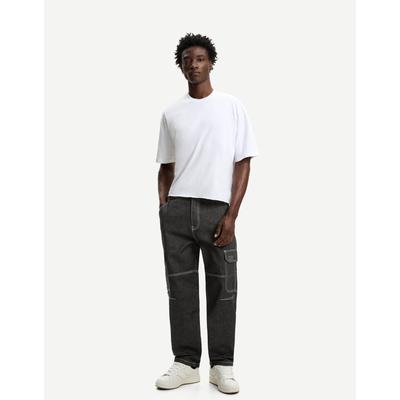Bershka Baggy Cargo Jeans Men 31 Black
