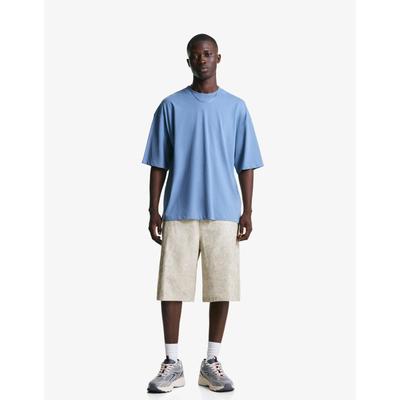 Bershka Printed Bermuda Shorts Men 36 Grey
