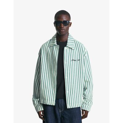 Bershka Striped Jacket With Embroidery Men Xl Green
