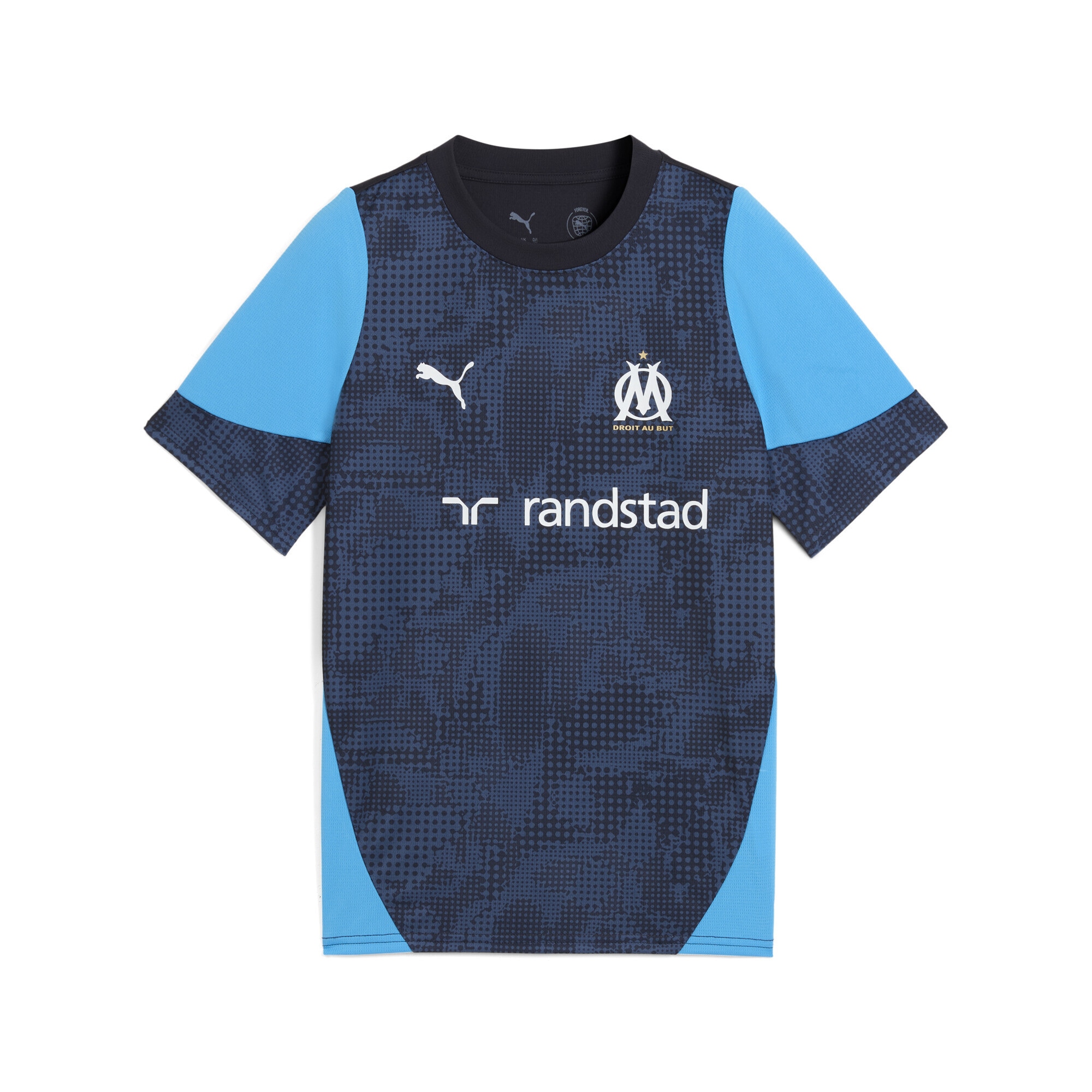 Trainingsshirt PUMA "Olympique de Marseille Trainingstrikot Jugendliche", Kinder, Gr. 152, blau (new navy bleu azur blau), Obermaterial: 100% Polyester, regular fit, Rundhals, Shirts Image