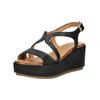 Keilsandalette INUOVO "INUOVO Sandalen Leder", Damen, Gr. 41, schwarz, Leder, casual, Schuhe