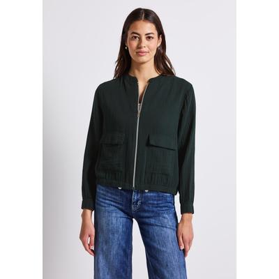 Blouson STREET ONE, Damen, Gr. 46, pine grove grün, Web, 100% Baumwolle, unifarben, casual, normal normal, hoch geschlossener Ausschnitt, Langarm Bündchen, Jacken, Feel Good Fit Image