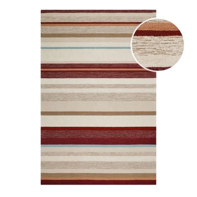 Teppich WECON HOME "Sally", bunt (beige multi), B:70cm H:7mm L:140cm, Schurwolle, Teppiche, handgefertigt, gestreift, pflegeleicht, Wolle, Wohnzimmer, Esszimmer Image