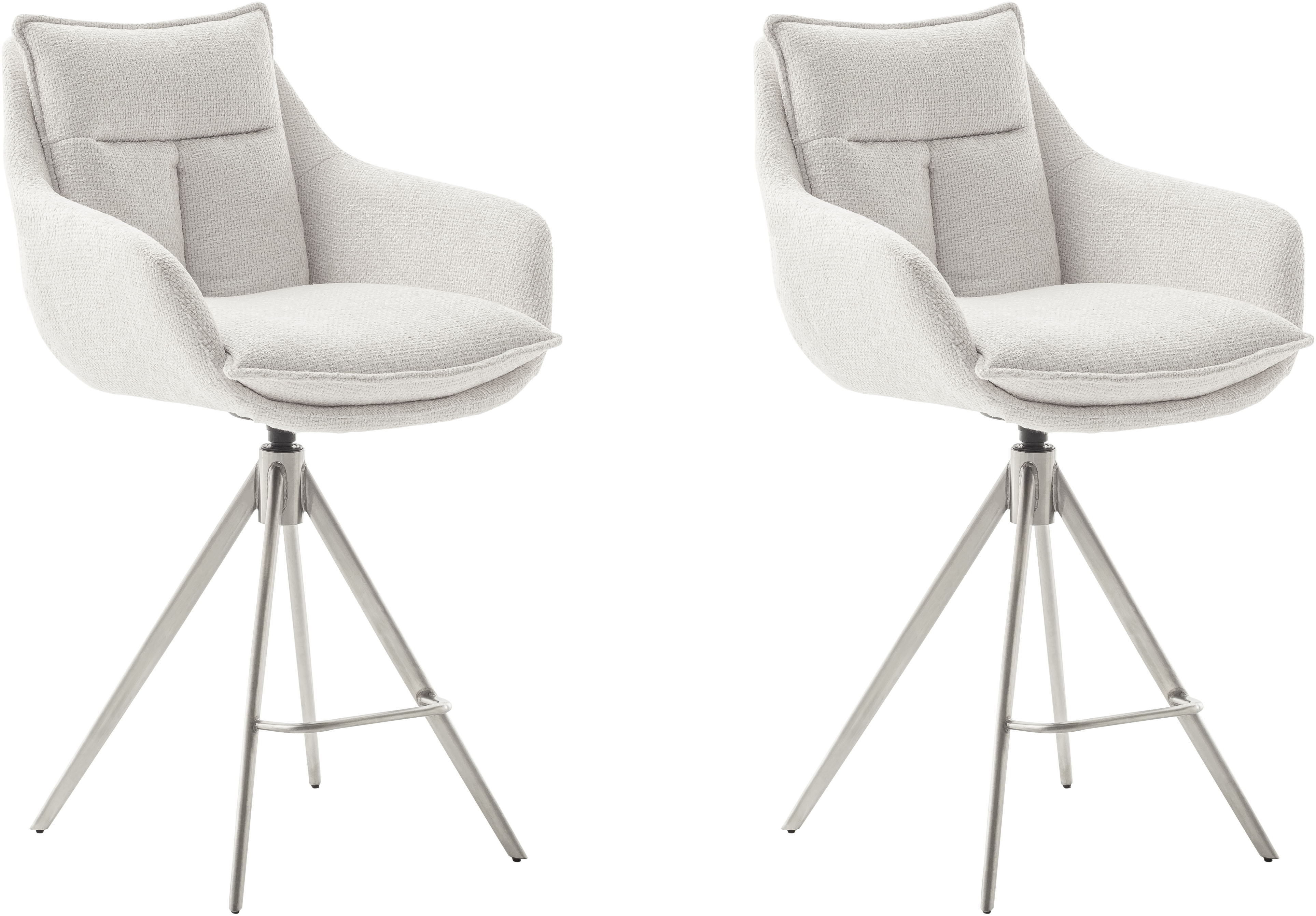 Bistrostuhl MCA FURNITURE "Parker Tresenstuhl mit Armlehnen Tresenhocker", beige (creme, edelstahlfarben), B:60cm H:98cm T:62cm, Polyester, Stühle, Barhocker,Barmoebel,Barstuhl,360 drehbar,mit Lehne,belastbar 120 kg