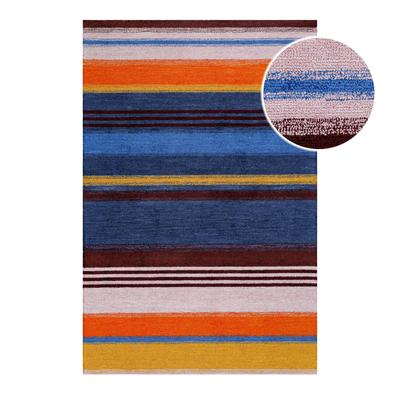 Teppich WECON HOME "Petrol", bunt (multi), B:110cm H:7mm L:170cm, Polyester, Teppiche, handgefertigt, pflegeleicht, gestreift, Wohnzimmer, Schlafzimmer Image