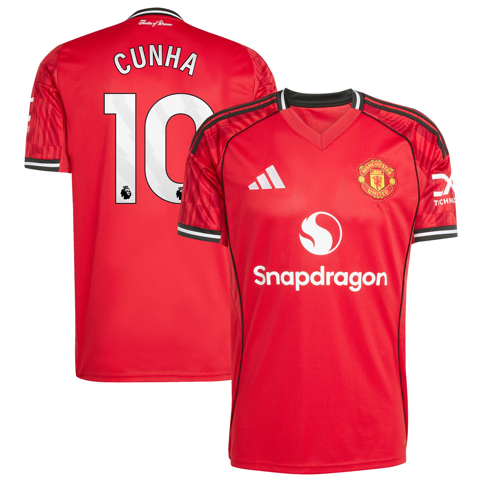 Maillot Domicile Manchester United adidas 2025-26 avec flocage Cunha 10