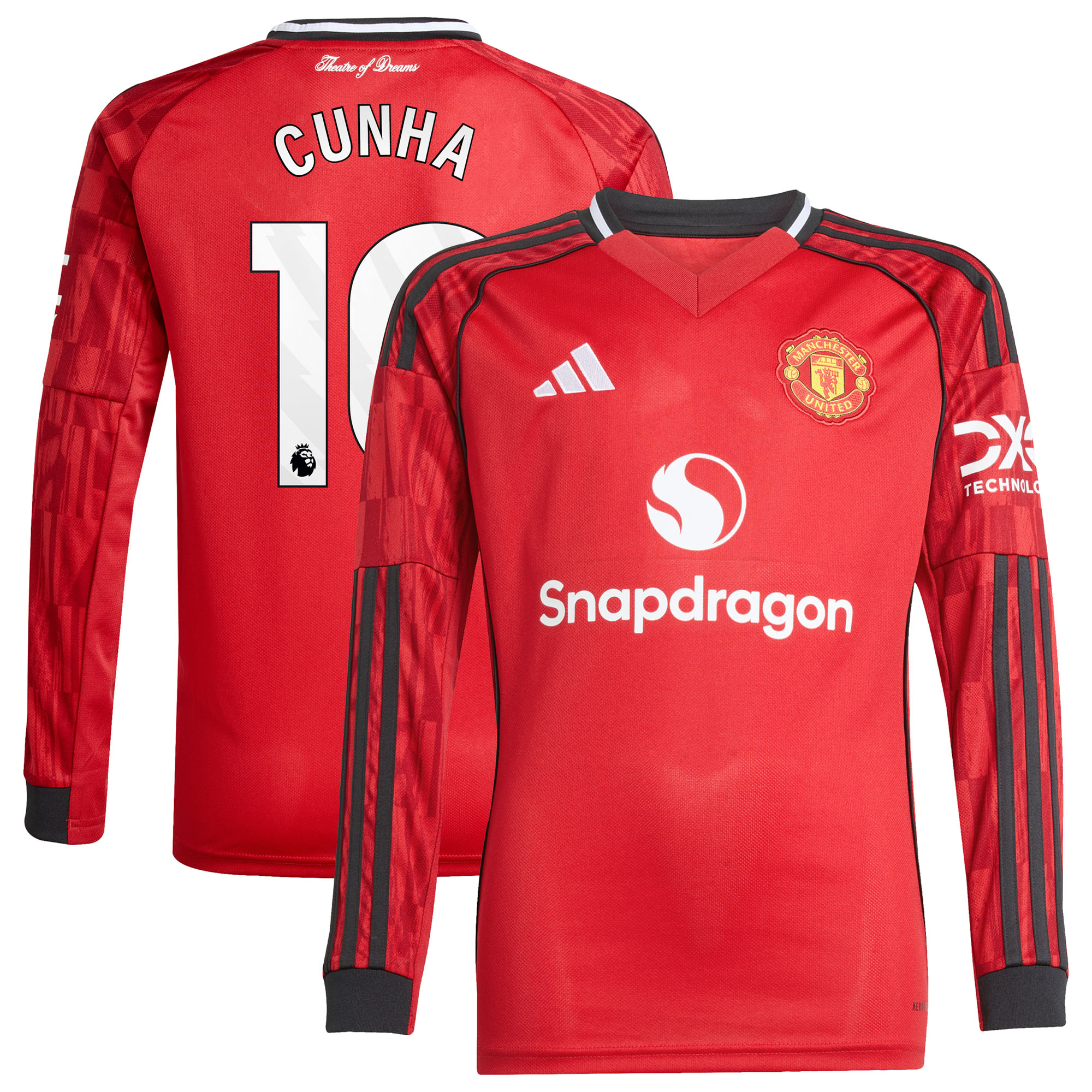 Manchester United adidas Heimtrikot 2025-26 -Kinder - Lange Ärmel mit Aufdruck Cunha 10 Image