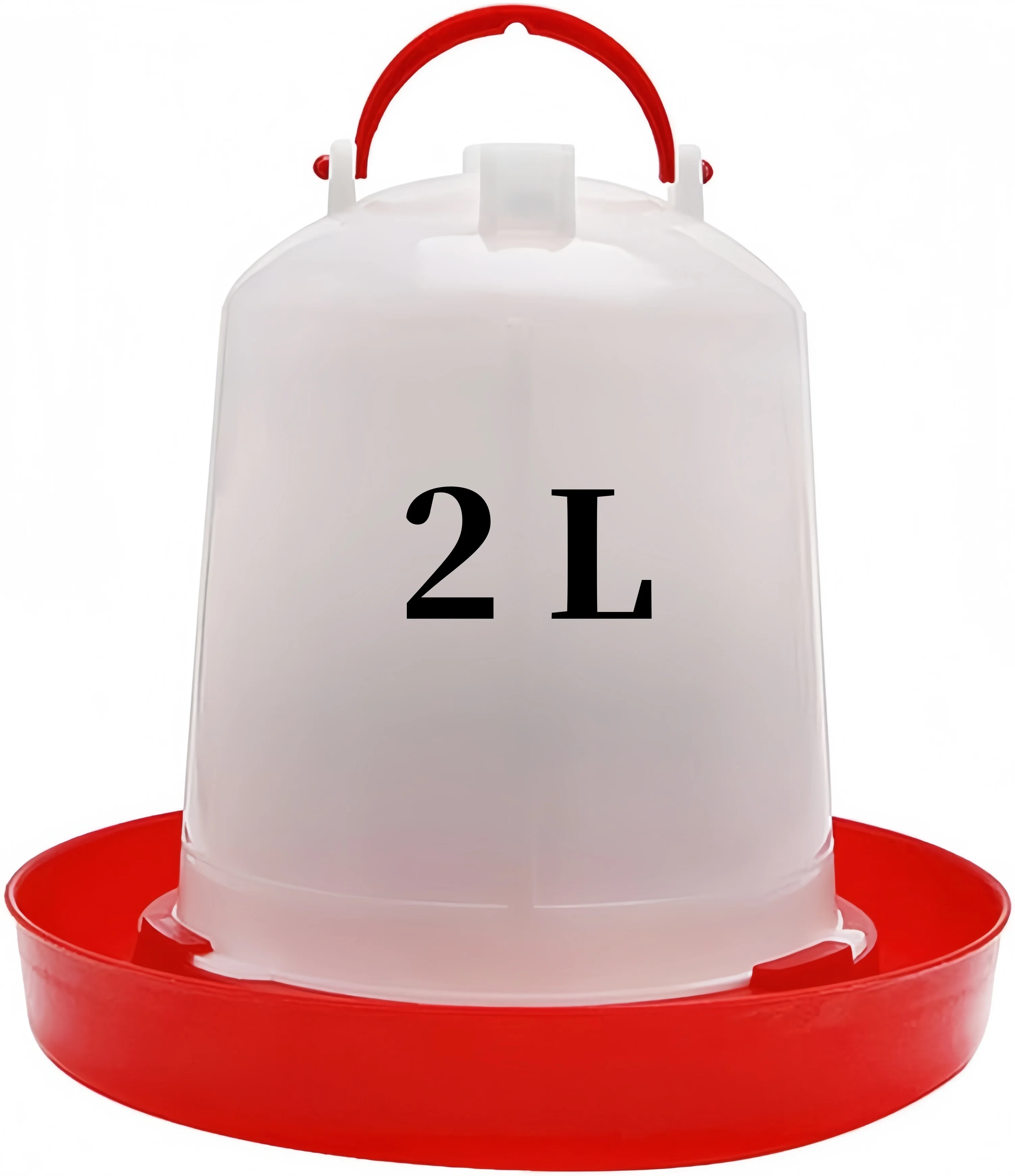 2-Liter-Wasserspender aus Kunststoff für Geflügel- und Hühnerwinkel. Trinkwasserausrüstung zur Geflügel- und Haustierzucht auf Bauernhöfen