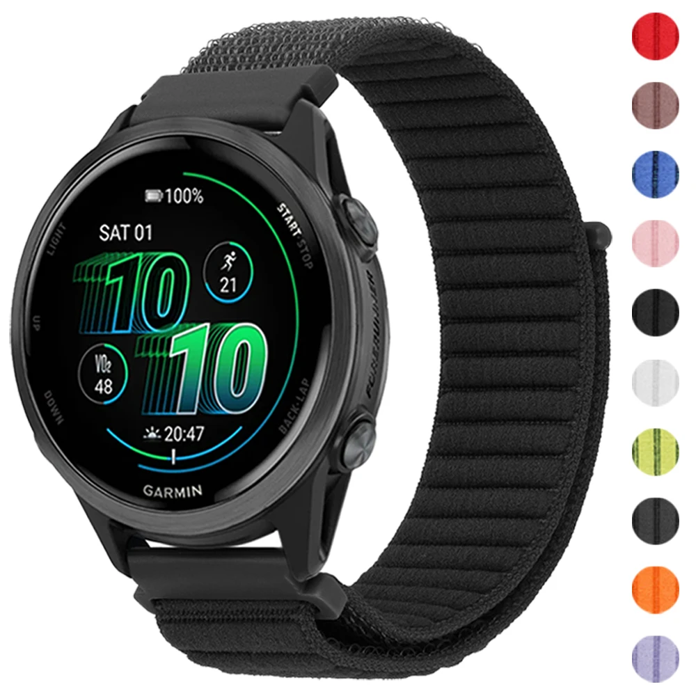 20 22 mm Nylon-Schlaufen-Ersatz-Uhrenarmband für Garmin Forerunner 570 265 165 255 245 Music/Vivoactive 6 5/Venu 3 Sq2 geflochtenes Armband Image