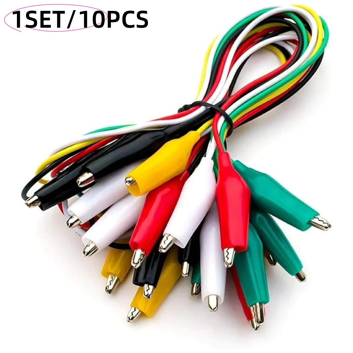 1Set / 10PCS Krokodilklemmen Elektrische DIY Messleitungen Krokodil doppelseitige Krokodilklemmen Roach Clip Test Jumper Draht 46CM Image
