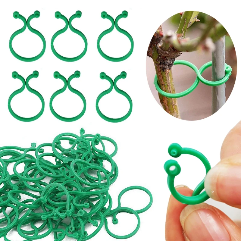 S/L Garten Reben Umreifung Clips Anlage Gebündelt Schnalle Ring Halter Tomaten Garten Pflanzen Ständer Werkzeug 30-50Pcs garten Dekor Acc