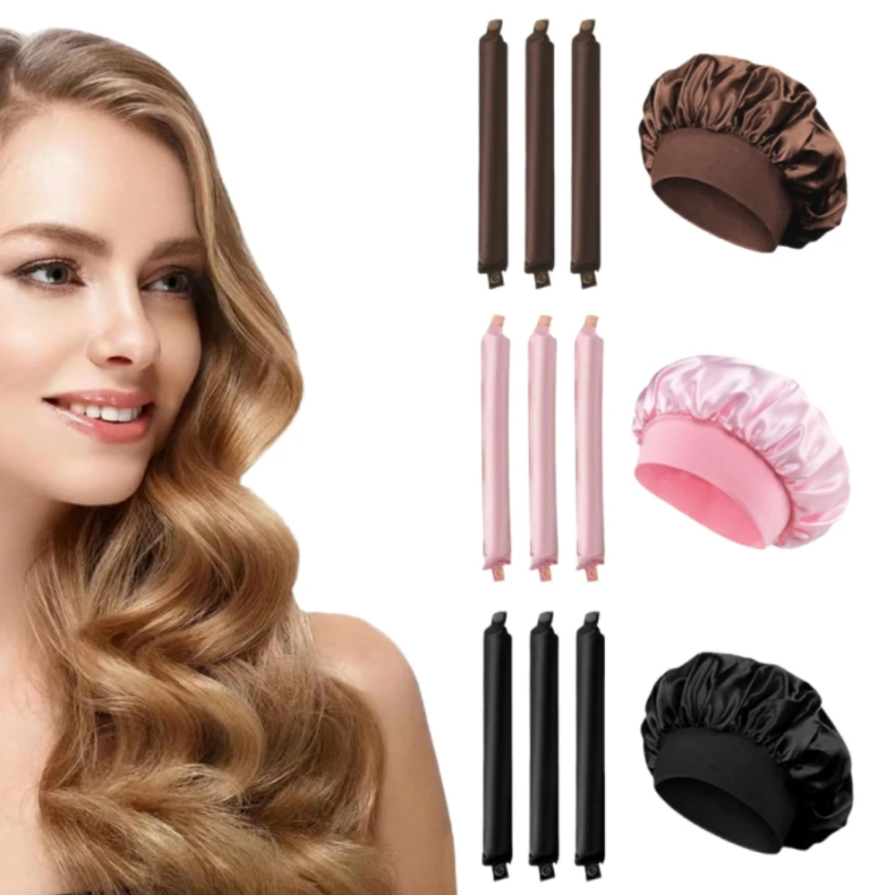 Hitzefreier Lockenwickler mit Schlafhaube, weiche Lockenwickler, keine Hitze, Lockenwickler, Satin-Lockenstab, Stirnband, Lazy Curls Styling-Werkzeuge Image