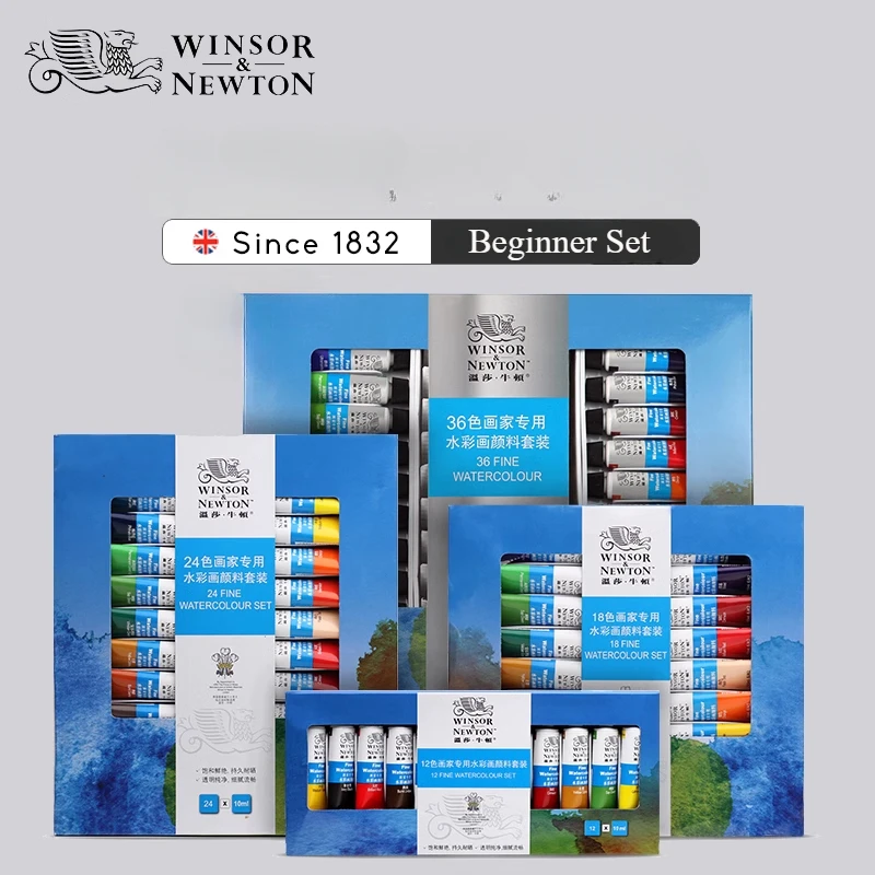 Winsor & Newton Academy Aquarell-Set, 12/18/24/36 Farben, 10-ml-Tuben, unverzichtbare Starter-Farben für Anfänger, Malzubehör Image