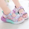 Disney Kinder Schuhe Sommer Elsa Mädchen Mesh Strand Sandalen Mode Gefrorene Prinzessin Weichen Boden Licht Peep Toe Sandalen Größe 26-37