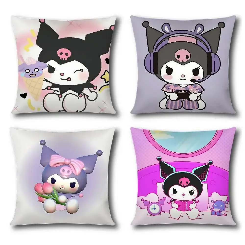 Niedlicher K-Kuromi-Kissenbezug, weicher, niedlicher Überwurf-Kissenbezug für Auto, Sofa, Kissenbezug, Polyester mit Reißverschluss