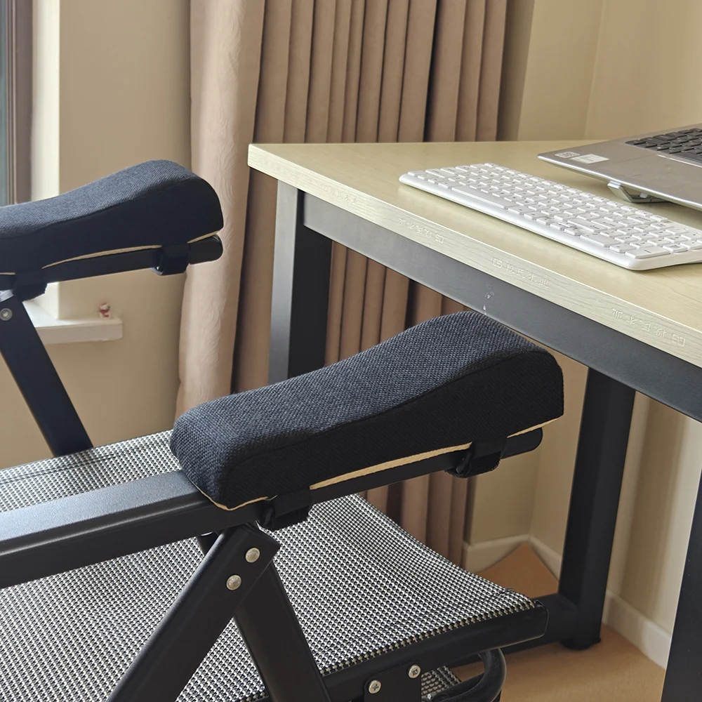 Schwarzes Schaumstoff-Ellenbogenkissen im Baumwoll-Leinen-Stil, Stuhl-Armlehnenpolster, Stützarmlehne für Bürostuhl-Kissenpolster, Ellenbogenentlastung Image