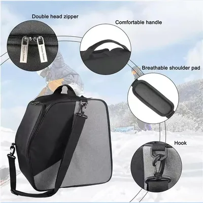 Ski Bag Winter Snow Ski Boot Bag Oxford Cloth Shoulder Cross Bag Ski Goggles Hats Gloves Boots Utensils Storage Bag for Outdoor