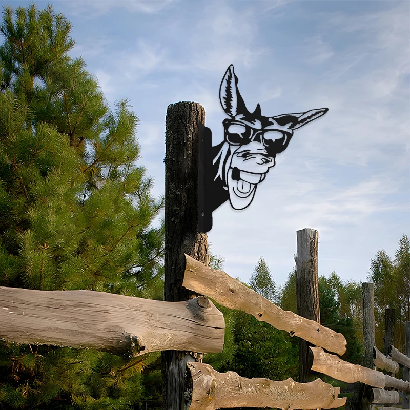 Bauernhof Peeping Tiere Metall Kunst Garten Skulptur,, Außen terrasse hängende Ornamente für Bauernhaus Outdoor Garten Dekor Bauernhof Zaun