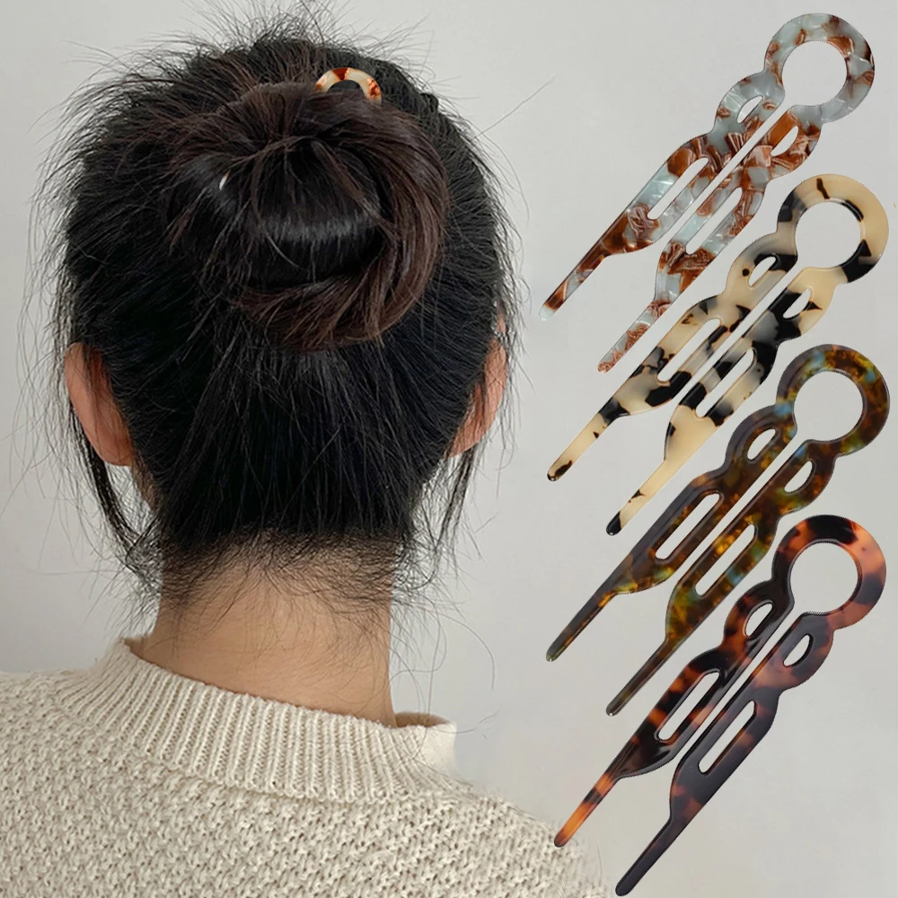 Mode Bogen Design Haarknoten U-Förmigen Haar Sticks Acetat Haar Gabel Haarnadeln Frauen Frikadelle Süße Mädchen Haar Zubehör stirnband Image
