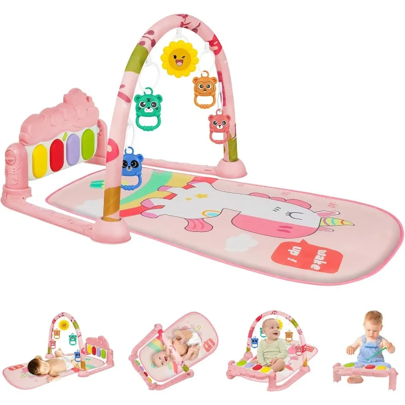 Baby-Aktivitäts-Gymnastik-Spielmatte mit Lichtern und Musik, zum Spielen von Klavier, für frühe Entwicklung, Baby-Treten, Spielzeug, Geschenke für Neugeborene