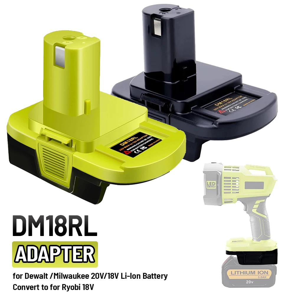 DM18RL Batterieadapter für Dewalt für Milwaukee 20 V/18 V Li-Ion-Akku, umwandelbar in für Ryobi 18 V P108 Akku-Werkzeugbohrer Image