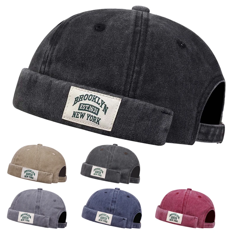 2025 New Brooklyn 1631 Washed Denim Dome Melon Skin Hut Herren Street Hip Hop Retro Hut Totenkopfmütze für Damen Outdoor Dekorativ