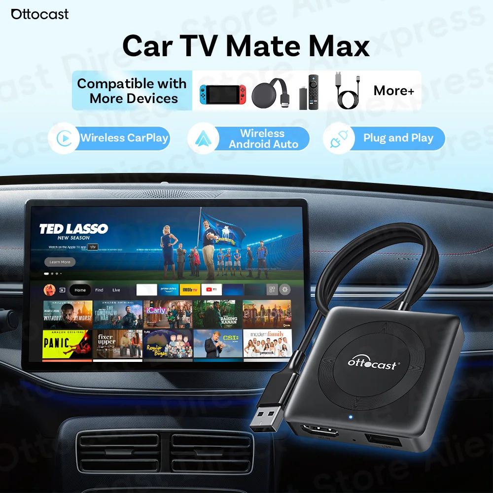 Ottocast Auto TV Box CarPlay Android Auto Wireless Adapter für HDMI TV Stick Schnelle und stabile Verbindung Wired Screen Mirroring Image