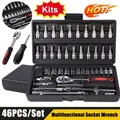 46 pz/set Kit Chiave A Bussola Chiave A Cricchetto Set Multi-funzionale Strumento di Riparazione Auto Presa Nottolino Chiave A Bussola Cacciavite