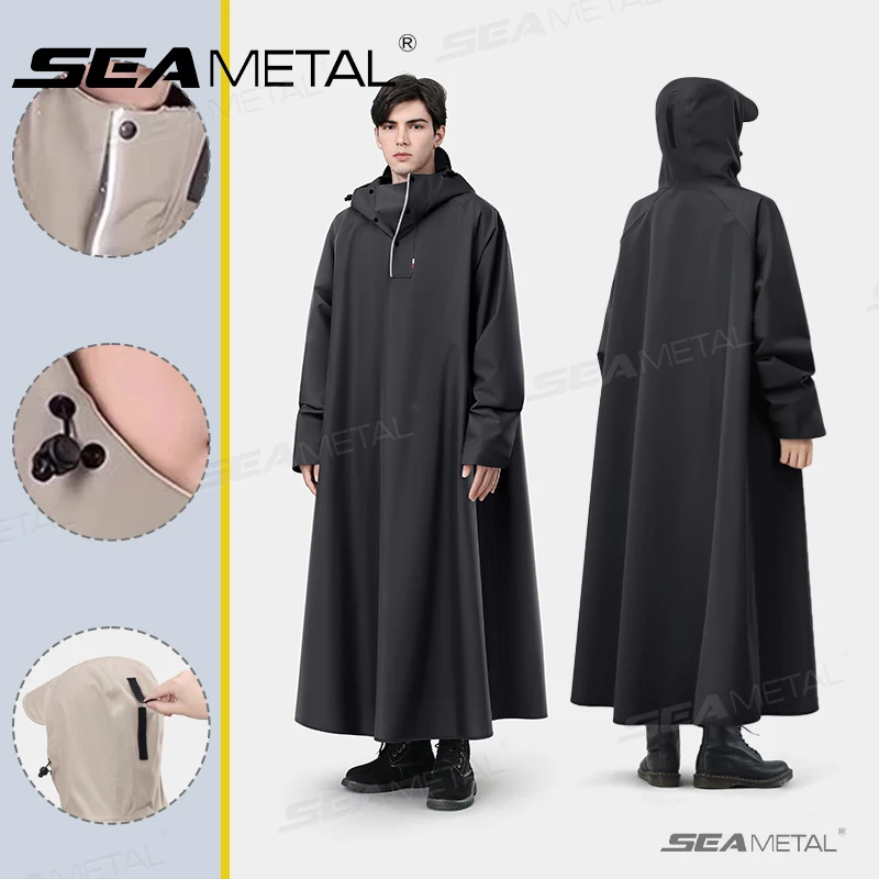 SEAMETAL Verdickter Motorrad-Regenmantel für Erwachsene, elektrischer Fahrrad-Regenmantel für Herren und Damen, langlebig, wasserdicht, Reitausrüstung, Reiter-Regenmantel Image