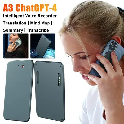 A3 Intelligent Voice Recorder ChatGPT-4 Summary Transcribe Mind Mapping Audio Dictaphone 58Language Real-time Translation Device