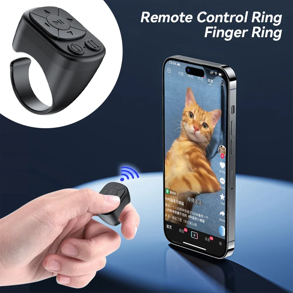 Bluetooth 5.3 Smart Fingertip Ring Drahtlose Fernbedienung Scrollen Telefon Video Selfie Stick Fingertip Controller Automatische Seite Image