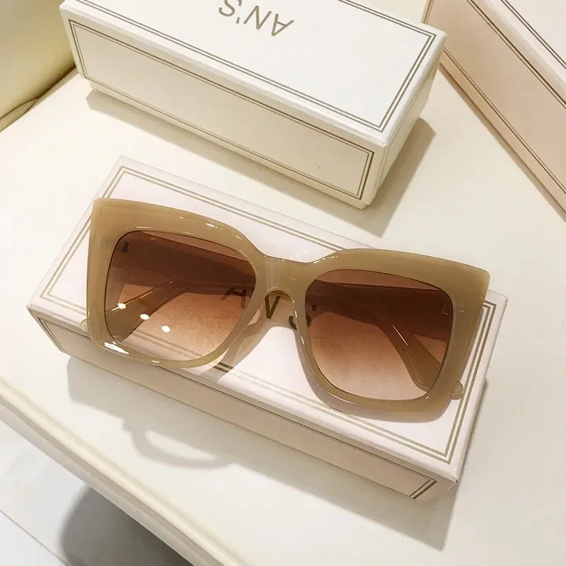 Modetrend, großer Rahmen, Katzenaugen-Sonnenbrille, Damen-Sonnenbrille mit Farbverlauf, Retro-Sonnenbrille für Herren im gleichen Stil Image