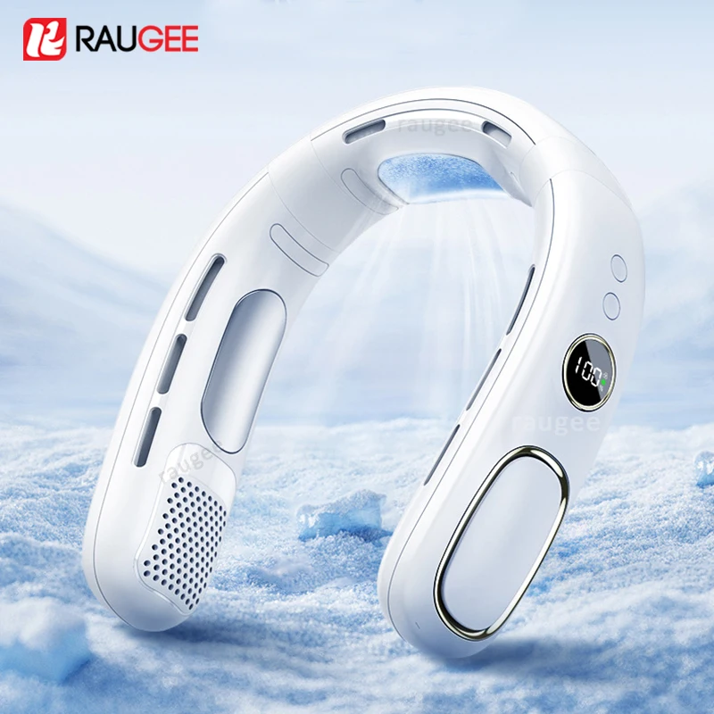 Mini-Hängehalsventilator, tragbarer, blattloser Halsventilator, Luftkühler mit Digitalanzeige, wiederaufladbarer Klimaanlagen-Halsventilator Image