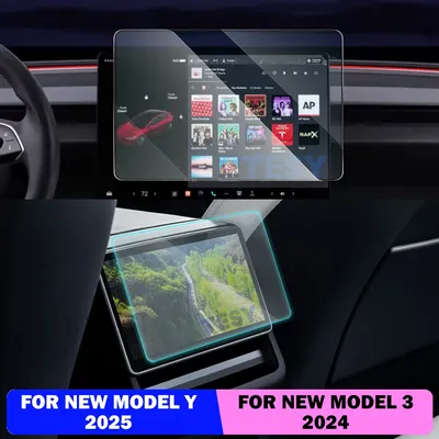 Tempered Glass Film Protector for New Tesla Model Y Launch 2025 Model 3 Highland 2024 Rear Row Center Control Screen Protective