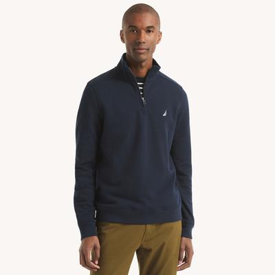 Nautica Men's Quarter-Zip Fleece Sweatshirt Stellar Blue Heather, M