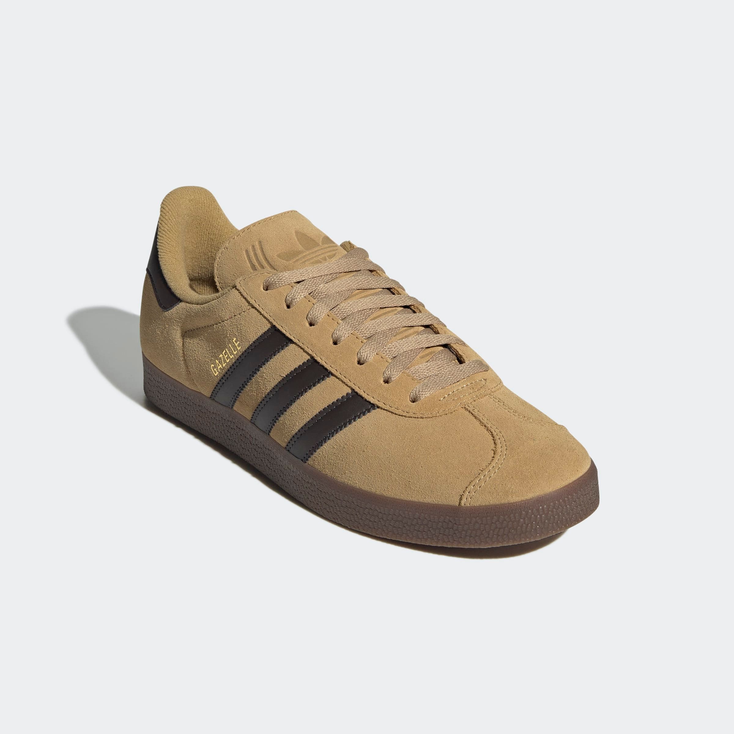 Sneaker ADIDAS ORIGINALS "GAZELLE", Damen, Gr. 38, golden beige, schwarz braun, gold metallic, Leder, Synthetik, Schuhe Sneaker