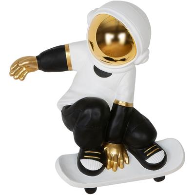 Wanddekoobjekt GILDE "Wandobjekt Astronaut Skateboard schwarz; weiß H. 44,5 cm", schwarz-weiß (schwarz, weiß), B:38,5cm H:44,5cm T:14cm, Kunstharz, Wanddekoobjekte Image