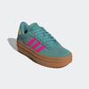 Plateausneaker ADIDAS SPORTSWEAR "VL COURT BOLD LIFESTYLE KIDS", Gr. 38, powder teal, shock pink, powder gelb, Leder, Synthetik, sportlich, Schuhe, Design auf den Spuren des adidas Gazelle Bold