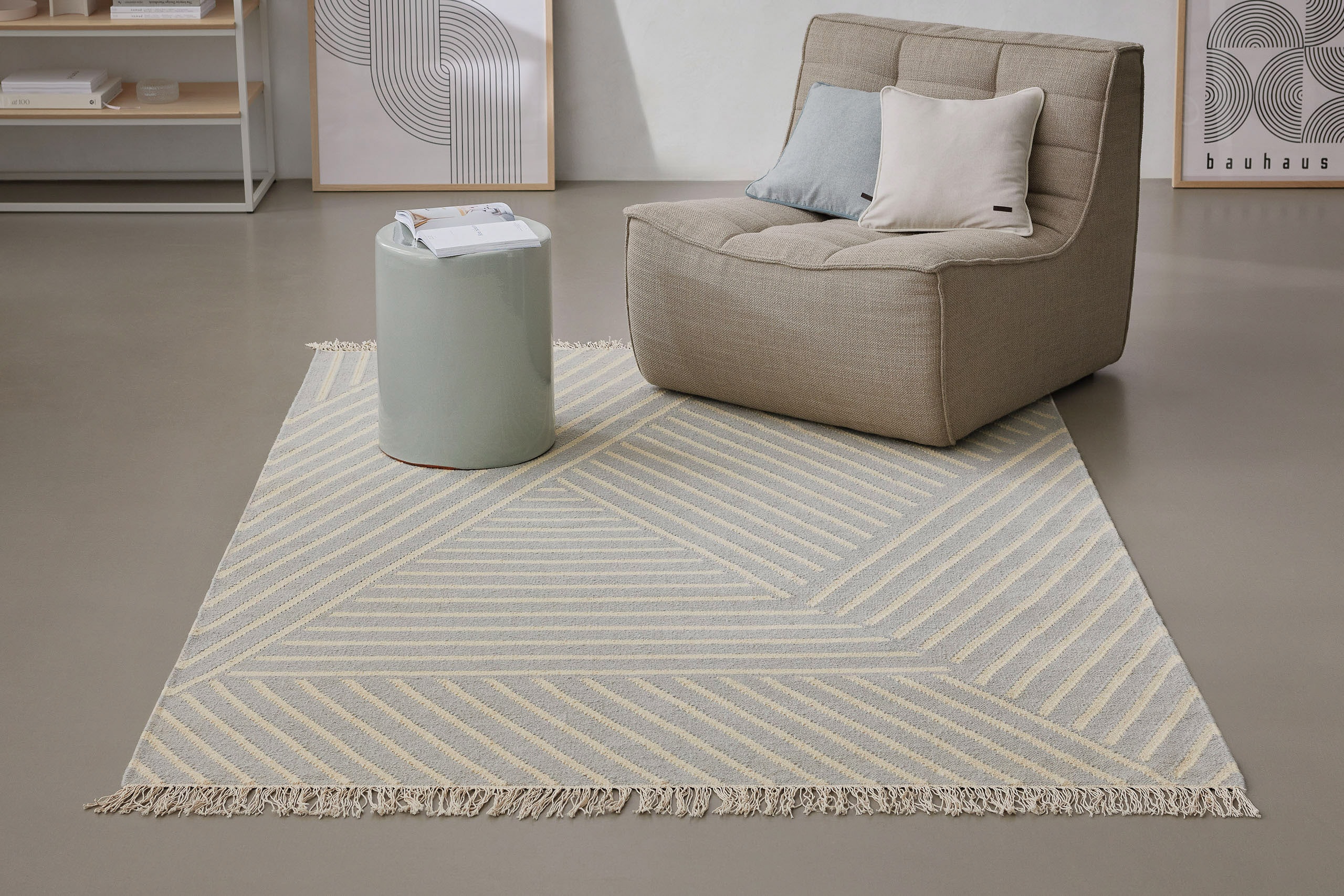 Teppich WECON HOME "Modern Pop", grau, B:160cm H:5mm L:230cm, Schurwolle, Teppiche, Teppich, handgewebt, robust, strapazierfähig, skandinavisch, Naturfaser Image